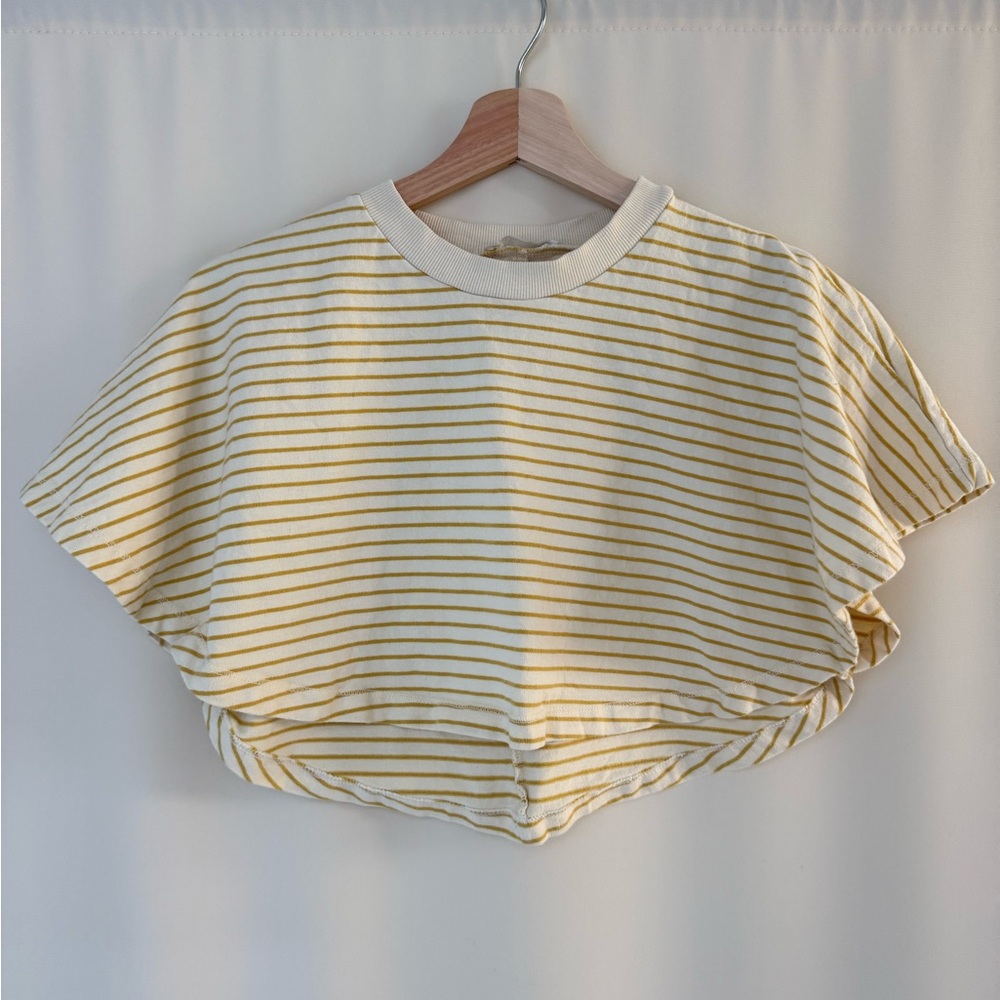 Zara Yellow and White Striped Crop Top